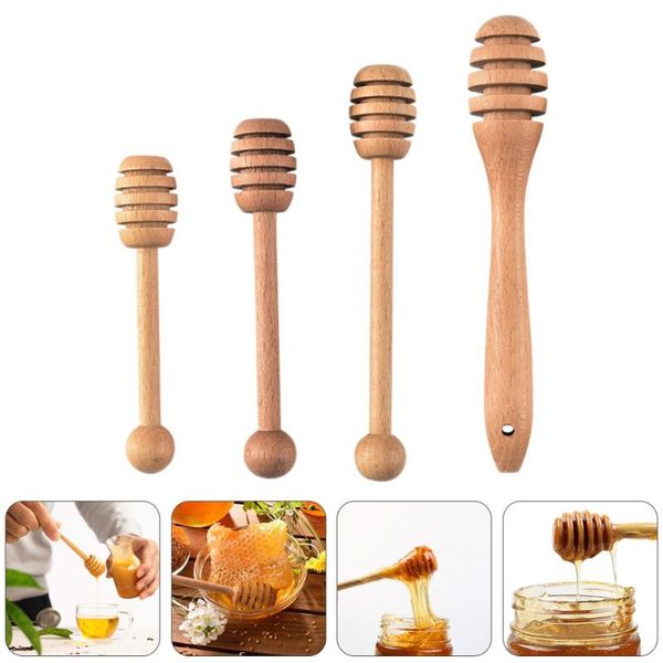 spoons 4 pcs practical wooden honey dippers creative stirrers (log color) 
spoons 4 pcs practical wooden honey dippers creative stirrers (log color)