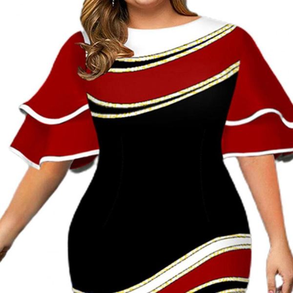 plus size dresses clothes women dress vintage geometric print layered bell sleeve autumn round neck curve bodycon midi for wedding, Black
plus size dresses clothes women dress vintage geometric print layered bell sleeve autumn round neck curve bodycon midi for wedding, Black