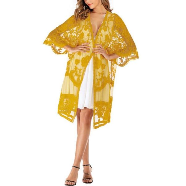 women's swimwear summer beach cover up bohemian women lace floral crochet sheer bikini long open elegant cardigan 2021, White;black
women's swimwear summer beach cover up bohemian women lace floral crochet sheer bikini long open elegant cardigan 2021, White;black