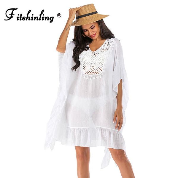 fitshinling bohemian white dress beach summer swimwear handmade crochet oversized pareo sheer ruffles vestido femme 2021 women's, White;black
fitshinling bohemian white dress beach summer swimwear handmade crochet oversized pareo sheer ruffles vestido femme 2021 women's, White;black