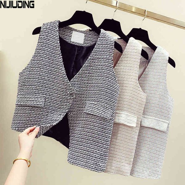 women retro plaid tank with pockets spring autumn irregular double button vest female cotton outwear lining 210514, Black;white
women retro plaid tank with pockets spring autumn irregular double button vest female cotton outwear lining 210514, Black;white
