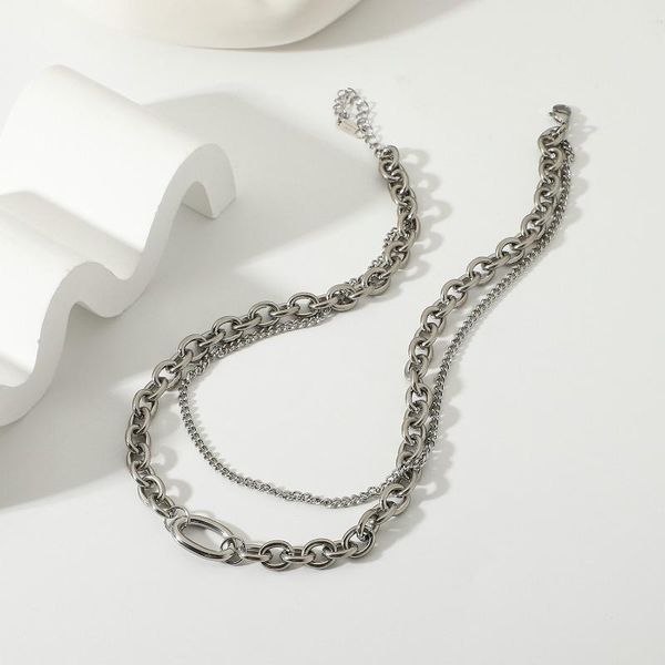 chains double layer cuban chain stainless steel necklace for women large oval anchor link choker jewelry waterproof, Silver
chains double layer cuban chain stainless steel necklace for women large oval anchor link choker jewelry waterproof, Silver