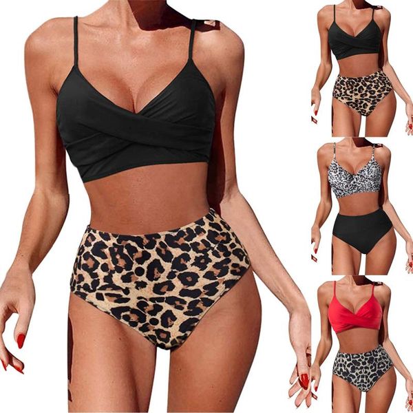 women's swimwear bikini women leopard print set push up bathing high waist swimsuit summer beach wear, White;black
women's swimwear bikini women leopard print set push up bathing high waist swimsuit summer beach wear, White;black