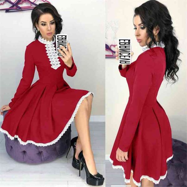 vintage lace hem patchwork a line dress casual turtleneck long sleeve women autumn elegant knee length es lady party 210507, Black;gray
vintage lace hem patchwork a line dress casual turtleneck long sleeve women autumn elegant knee length es lady party 210507, Black;gray