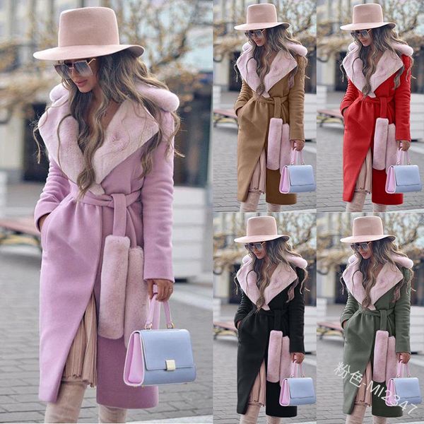 women's wool & blends s-5xl winter women coat casual lapel collar fur belt woolen female fashion warm pocket solid plus size long outwe, Black
women's wool & blends s-5xl winter women coat casual lapel collar fur belt woolen female fashion warm pocket solid plus size long outwe, Black
