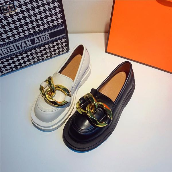 large size women's shoes 41-43 leather thick-soled british small all-match gold chain loafers single dress, Black
large size women's shoes 41-43 leather thick-soled british small all-match gold chain loafers single dress, Black