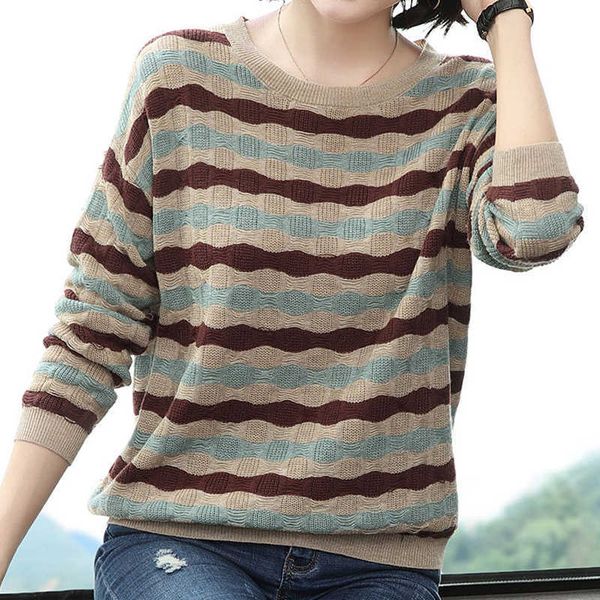 casual stripe o-neck loose knitted pullovers vintage spring long sleeve sweaters plus size -6xl fashion knitwear female 210928, White
casual stripe o-neck loose knitted pullovers vintage spring long sleeve sweaters plus size -6xl fashion knitwear female 210928, White