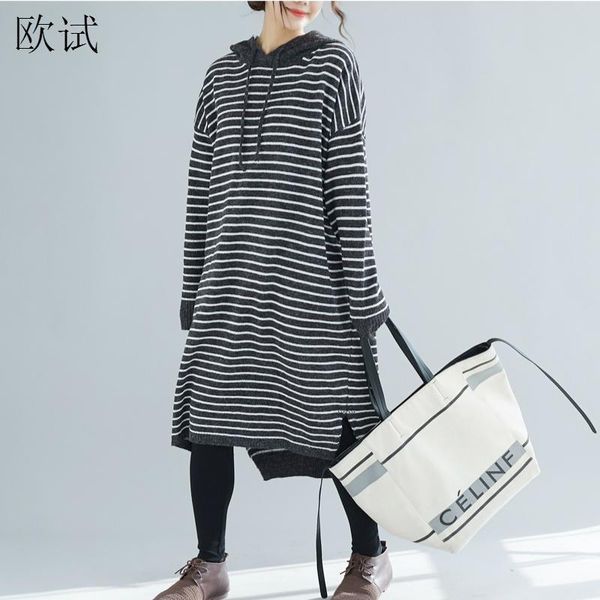 casual dresses plus size knitted sweater dress long sleeve hooded striped ladies autumn winter women vintage casua knitwear robe, Black;gray
casual dresses plus size knitted sweater dress long sleeve hooded striped ladies autumn winter women vintage casua knitwear robe, Black;gray