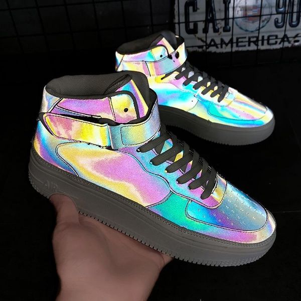 boots retro casual chameleon reflective mens shoes middle help wild round head increased air cushion sports board, Black
boots retro casual chameleon reflective mens shoes middle help wild round head increased air cushion sports board, Black