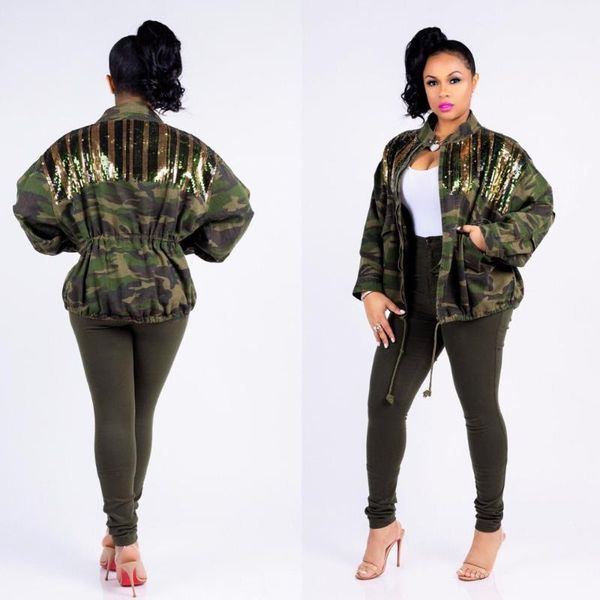women's trench coats sparkly sequins camouflage print casual coat full sleeve stand collar loose jackets streetwear front zipper pocket, Tan;black
women's trench coats sparkly sequins camouflage print casual coat full sleeve stand collar loose jackets streetwear front zipper pocket, Tan;black