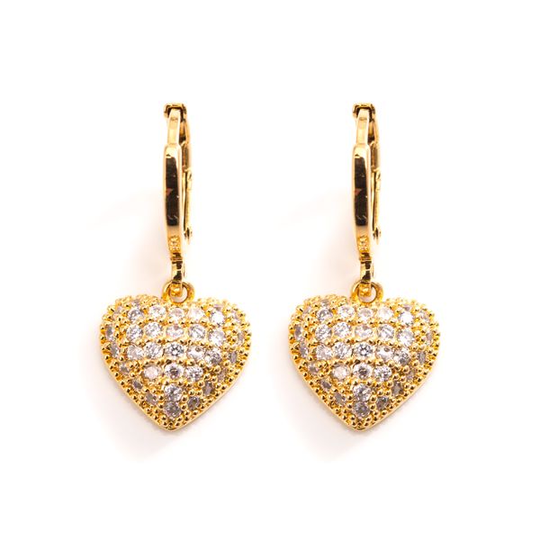 elegant heart 24 k kt fine solid gold gf drop earring cuff korean style cz full diamond earrings women jewelry gifts, Silver
elegant heart 24 k kt fine solid gold gf drop earring cuff korean style cz full diamond earrings women jewelry gifts, Silver