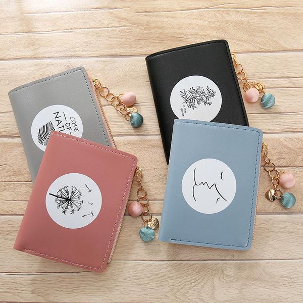 women's short wallet korean zipper bead pendant small simple multi-function tassel zero men's leather purse, White
women's short wallet korean zipper bead pendant small simple multi-function tassel zero men's leather purse, White