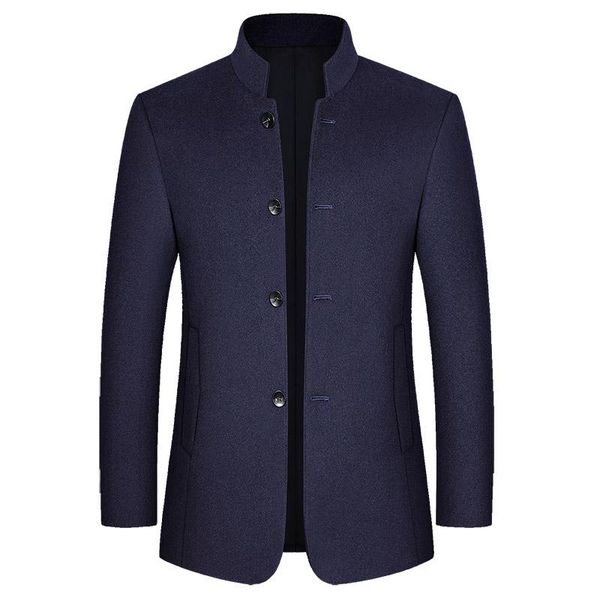 men's wool & blends business stand-up collar coat slim cashmere woolen high-end single-breasted solid color mens warm blended jacket, Black
men's wool & blends business stand-up collar coat slim cashmere woolen high-end single-breasted solid color mens warm blended jacket, Black