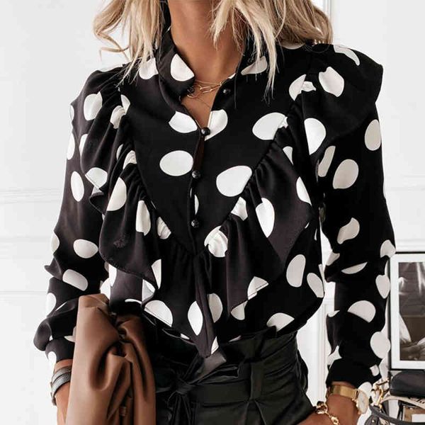 ladies polka dot print ruffle blouse shirt 2021 autumn winter long sleeve v-neck shirts elegant office women button blusas, White
ladies polka dot print ruffle blouse shirt 2021 autumn winter long sleeve v-neck shirts elegant office women button blusas, White