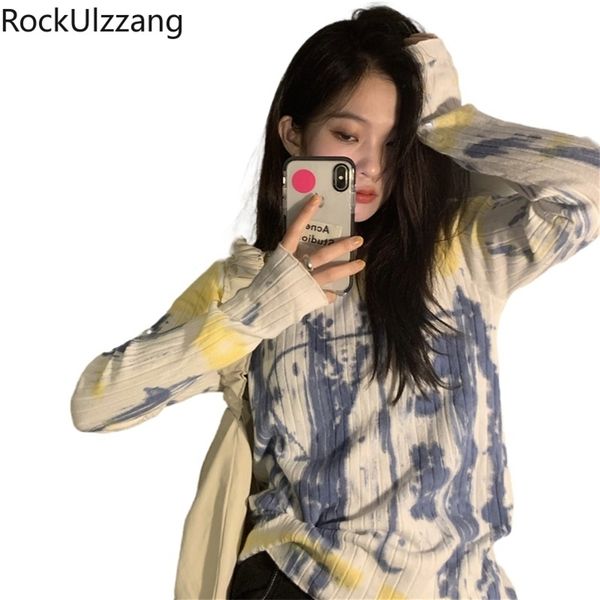 long sleeve tie dye ink graffiti contrast print simple casual slim knit t-shirt women t shirt cute korean autumn pullover pull 210401, White
long sleeve tie dye ink graffiti contrast print simple casual slim knit t-shirt women t shirt cute korean autumn pullover pull 210401, White