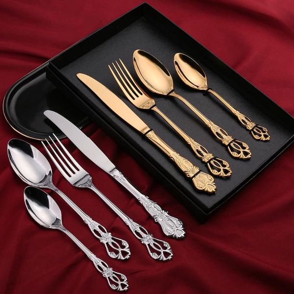 flatware sets 4pcs/set golden cutlery set vintage western tableware dinner knife fork spoon teaspoon gold plated stainless steel
flatware sets 4pcs/set golden cutlery set vintage western tableware dinner knife fork spoon teaspoon gold plated stainless steel