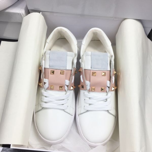 luxury shoes casual rivets-white fashion flat, Black
