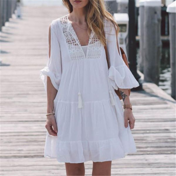 casual dresses 2021 summer women dress fashion half sleeve loose lace white o-neck bathing low price, Black;gray
casual dresses 2021 summer women dress fashion half sleeve loose lace white o-neck bathing low price, Black;gray