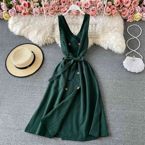 summer retro double-breasted vestidos women's lace-up waist and thin temperament v-neck sleeveless split midi dress c856 210506, Black;gray
summer retro double-breasted vestidos women's lace-up waist and thin temperament v-neck sleeveless split midi dress c856 210506, Black;gray