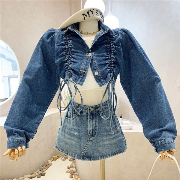 luxury women's jackets dign sense short denim et women's 2021 summer drawstring pleated long sleeve shirt loose korean top, Black;brown
luxury women's jackets dign sense short denim et women's 2021 summer drawstring pleated long sleeve shirt loose korean top, Black;brown