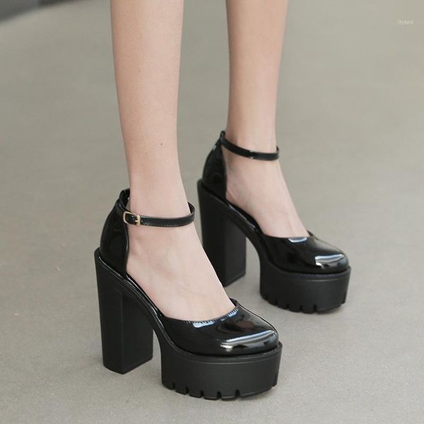 dress shoes spring brand women pumps high heels ankle strap square heel round toe patent leather woman platform shoe sandalias, Black
dress shoes spring brand women pumps high heels ankle strap square heel round toe patent leather woman platform shoe sandalias, Black