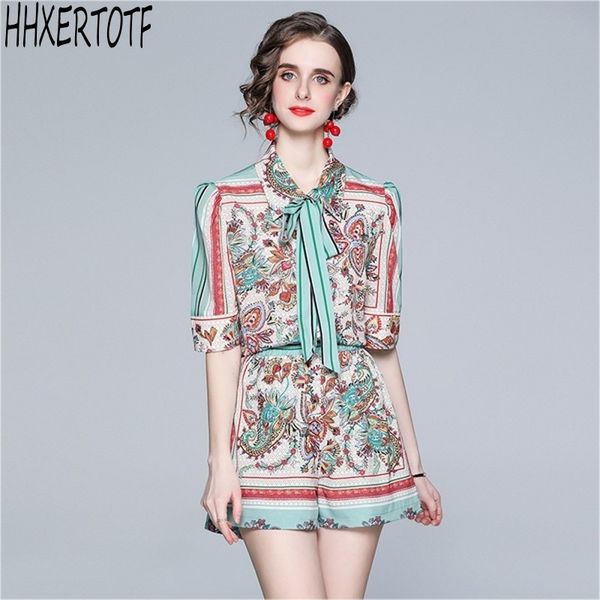 summer fashion designer flower print shorts two piece set women half sleeve bow collar shirt + wide leg sets 210531, White
summer fashion designer flower print shorts two piece set women half sleeve bow collar shirt + wide leg sets 210531, White