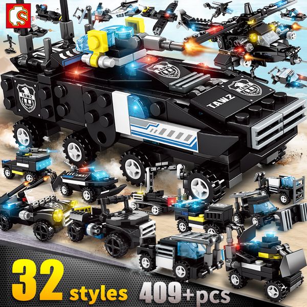 409 pcs pieces swat city police children toys building blocks car models police series bricks for boys birthday gift
409 pcs pieces swat city police children toys building blocks car models police series bricks for boys birthday gift