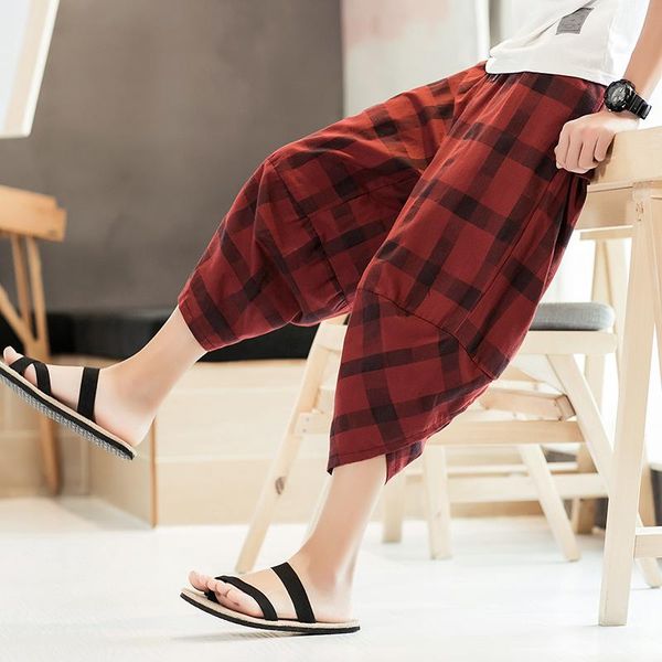 loldeal men's plaid pants boho style loose drawstring calf-length harem linen comfortable wide leg hiphop streetwear, Black
loldeal men's plaid pants boho style loose drawstring calf-length harem linen comfortable wide leg hiphop streetwear, Black