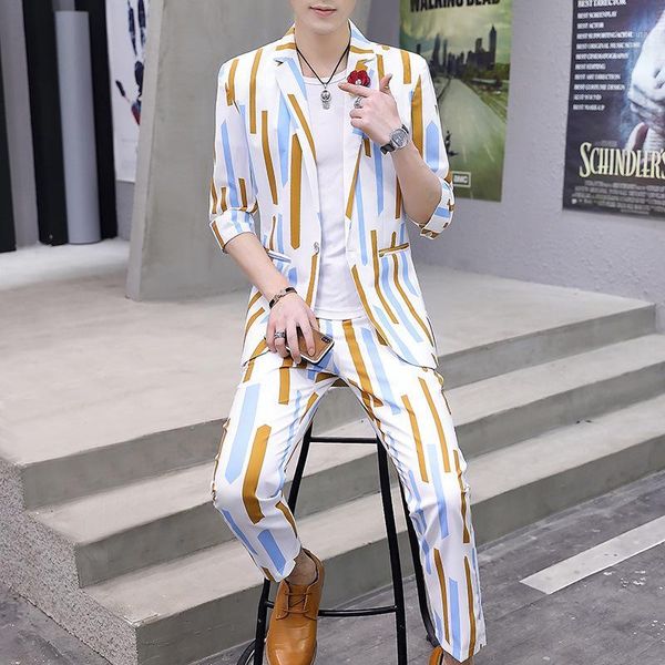men's suits & blazers 2021 summer striped suit adolescents sleeve trend slim leisure small two, White;black
men's suits & blazers 2021 summer striped suit adolescents sleeve trend slim leisure small two, White;black