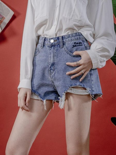 women's shorts summer cartoon high street style splice flavor retro ladies jean ragged side wide leg trend denim women, White;black
women's shorts summer cartoon high street style splice flavor retro ladies jean ragged side wide leg trend denim women, White;black