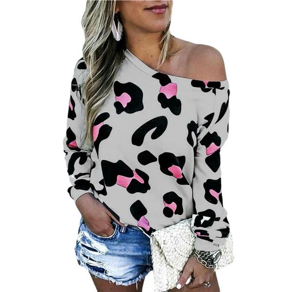 women's blouses & shirts one shoulder women leopard casual long sleeve pullover autumn elegant o-neck shirt blusas, White
women's blouses & shirts one shoulder women leopard casual long sleeve pullover autumn elegant o-neck shirt blusas, White
