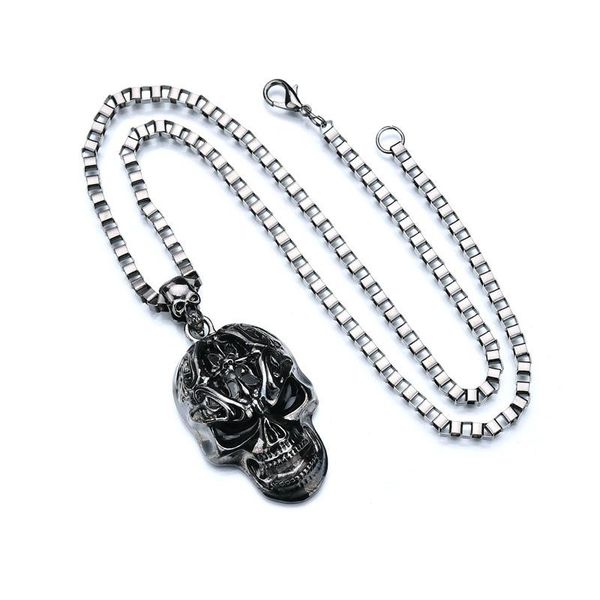pendant necklaces black evil skeleton necklace european and american stainless steel box chain retro punk hip-hop men, Silver
pendant necklaces black evil skeleton necklace european and american stainless steel box chain retro punk hip-hop men, Silver