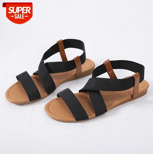 2020 women low heel anti skidding beach women's shoes woman cross strap sandals peep-toe #zo8v, Black