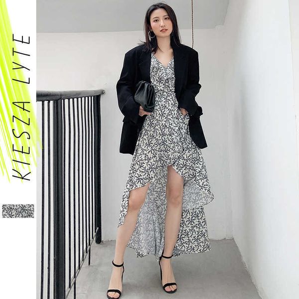 women dress floral print boho elegant high waist irregular strap female long dresses spring chiffon holiday vestidos 210608, Black;gray
women dress floral print boho elegant high waist irregular strap female long dresses spring chiffon holiday vestidos 210608, Black;gray