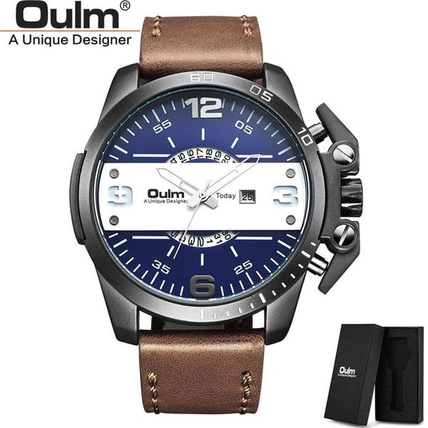 wristwatches oulm hp3745 male casual wristwatch big dial quartz clock unique design calendar business men's leather watches, Slivery;brown
wristwatches oulm hp3745 male casual wristwatch big dial quartz clock unique design calendar business men's leather watches, Slivery;brown