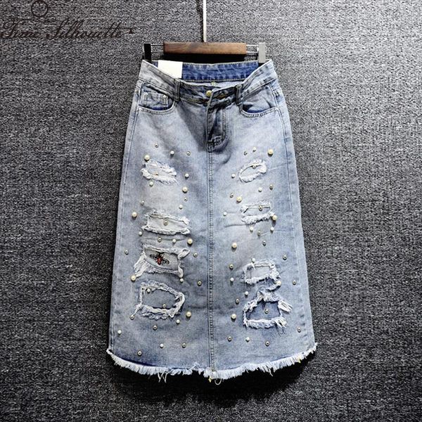 skirts 2021 autumn denim skirt women pearls beading long jean back split ripped blue slit mid waist casual bodycon h149, Black
skirts 2021 autumn denim skirt women pearls beading long jean back split ripped blue slit mid waist casual bodycon h149, Black