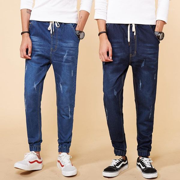 japanese elastic waist small leg jeans chinese style men's wide slim tie harem pants han chao, Blue
japanese elastic waist small leg jeans chinese style men's wide slim tie harem pants han chao, Blue