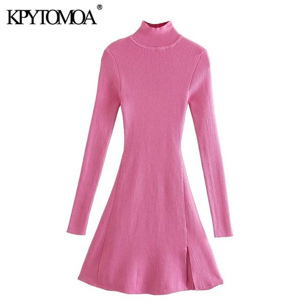 women chic fashion front slit fitted knit mini dress vintage high neck long sleeve female dresses vestidos mujer 210416, Black;gray
women chic fashion front slit fitted knit mini dress vintage high neck long sleeve female dresses vestidos mujer 210416, Black;gray