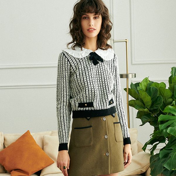 sweaters 2021 cute cropped sweater women white collar bows striped long sleeve pullover famous luxury brand, White;black
sweaters 2021 cute cropped sweater women white collar bows striped long sleeve pullover famous luxury brand, White;black