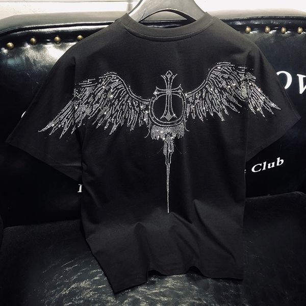 2021 spring and summer new fashion brand drilling wings cross short t-shirt men's round neck casual loose, White;black
2021 spring and summer new fashion brand drilling wings cross short t-shirt men's round neck casual loose, White;black