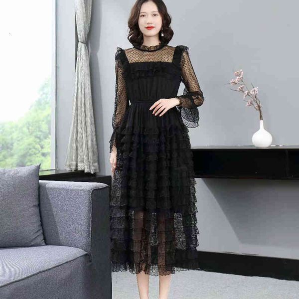 dress spring lace polka dot self-growing trumpet sleeve length medium quality, Black;gray
dress spring lace polka dot self-growing trumpet sleeve length medium quality, Black;gray