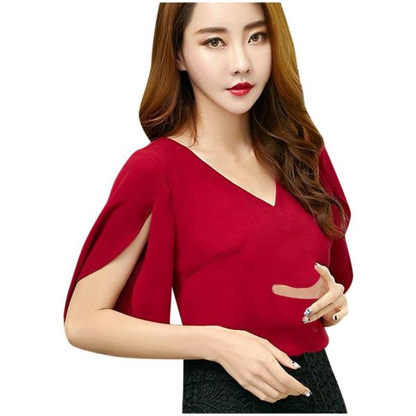 women's blouses & shirts chiffon blouse women elegant fashion half butterfly sleeve ladies casual loose v-neck work office daily shirt, White
women's blouses & shirts chiffon blouse women elegant fashion half butterfly sleeve ladies casual loose v-neck work office daily shirt, White