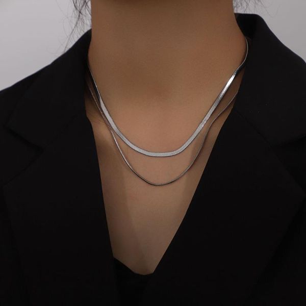 chokers double-layered snake chain link choker necklace for women bohemian multilayer titanium steel charm necklaces jewelry, Golden;silver
chokers double-layered snake chain link choker necklace for women bohemian multilayer titanium steel charm necklaces jewelry, Golden;silver