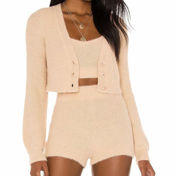 women's tracksuits arrival women 3 pieces casual suit solid short vest long sleeve outer coat and shorts sets fashion ladies daily stre, Gray
women's tracksuits arrival women 3 pieces casual suit solid short vest long sleeve outer coat and shorts sets fashion ladies daily stre, Gray