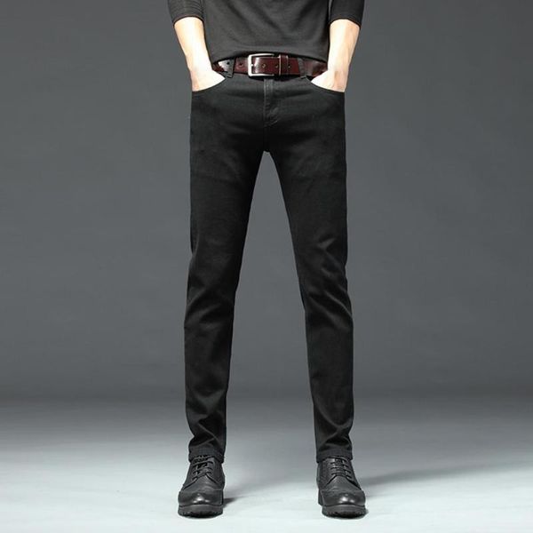 men's jeans casual pants straight long zipper placket mid-waist black business pencil fashion, Blue
men's jeans casual pants straight long zipper placket mid-waist black business pencil fashion, Blue