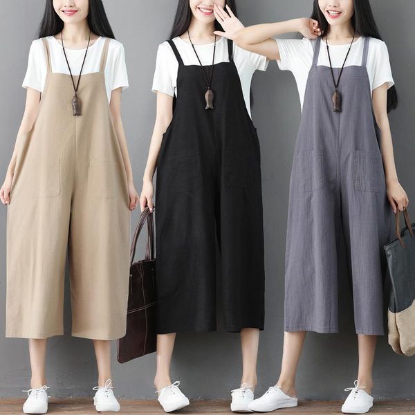women's pants & capris 2021 spring autumn simple solid cotton linen wide-leg casual art women nine-point overalls, Black;white
women's pants & capris 2021 spring autumn simple solid cotton linen wide-leg casual art women nine-point overalls, Black;white