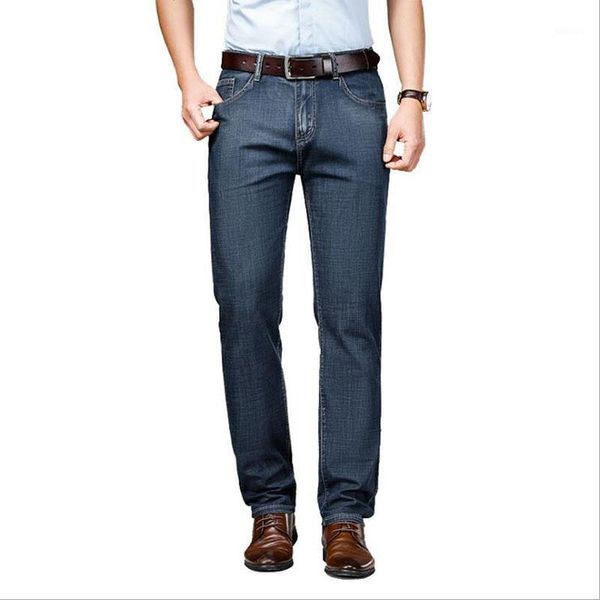 men's jeans spring and summer thin elastic straight pants youth leisure waist washed light business wear k01, Blue
men's jeans spring and summer thin elastic straight pants youth leisure waist washed light business wear k01, Blue