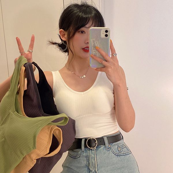 5 soild colors korean style camisole women elastic tank female summer sleeveless slim crop womens (f6711) 210423, White
5 soild colors korean style camisole women elastic tank female summer sleeveless slim crop womens (f6711) 210423, White