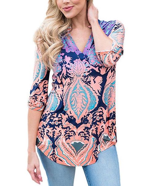 women's blouses & shirts hitmebox 2021 fashion floral print v-neck casual pullover 3/4 cuff sleeve blouse female bohemia loose cute, White
women's blouses & shirts hitmebox 2021 fashion floral print v-neck casual pullover 3/4 cuff sleeve blouse female bohemia loose cute, White