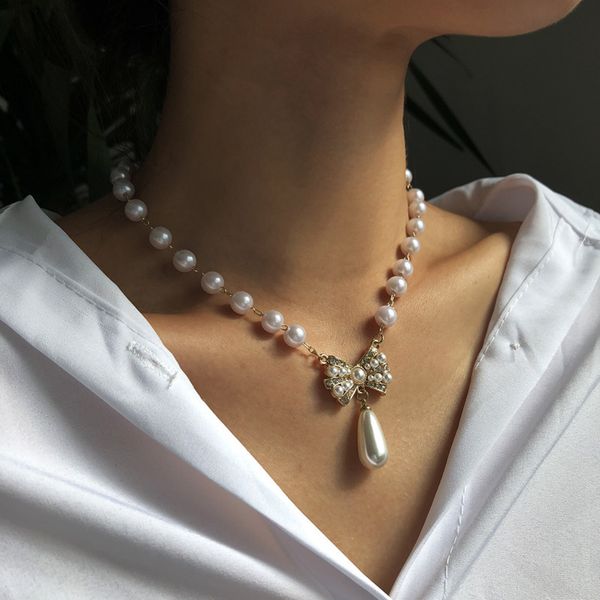 baroque pearl crystal choker necklace double-layer bow bracelet design high end sense of temperament earrings, Silver
baroque pearl crystal choker necklace double-layer bow bracelet design high end sense of temperament earrings, Silver